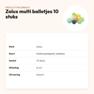 Zolux kattenspeelgoed multi assorti balletjes 4 cm – 10 stuks – productinformatie