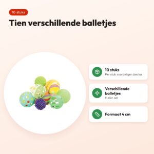 Zolux kattenspeelgoed multi assorti balletjes 4 cm – 10 stuks – voordelen