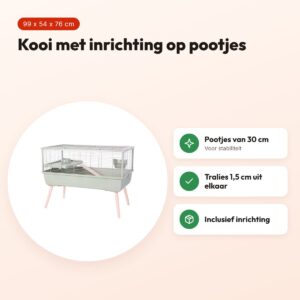 Zolux knaagdierkooi cavia Neolife groen 99 x 54 x 76 cm – met inrichting – voordelen
