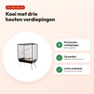Zolux knaagdierkooi Neo Cosy Large zwart 78 x 48 x 80 cm – 3 verdiepingen – voordelen