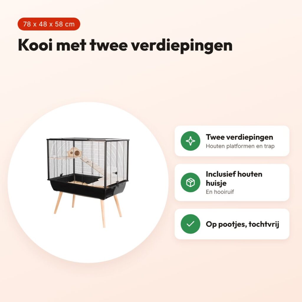 Zolux knaagdierkooi Neo Silta zwart 78 x 48 x 58 cm – 2 verdiepingen – voordelen