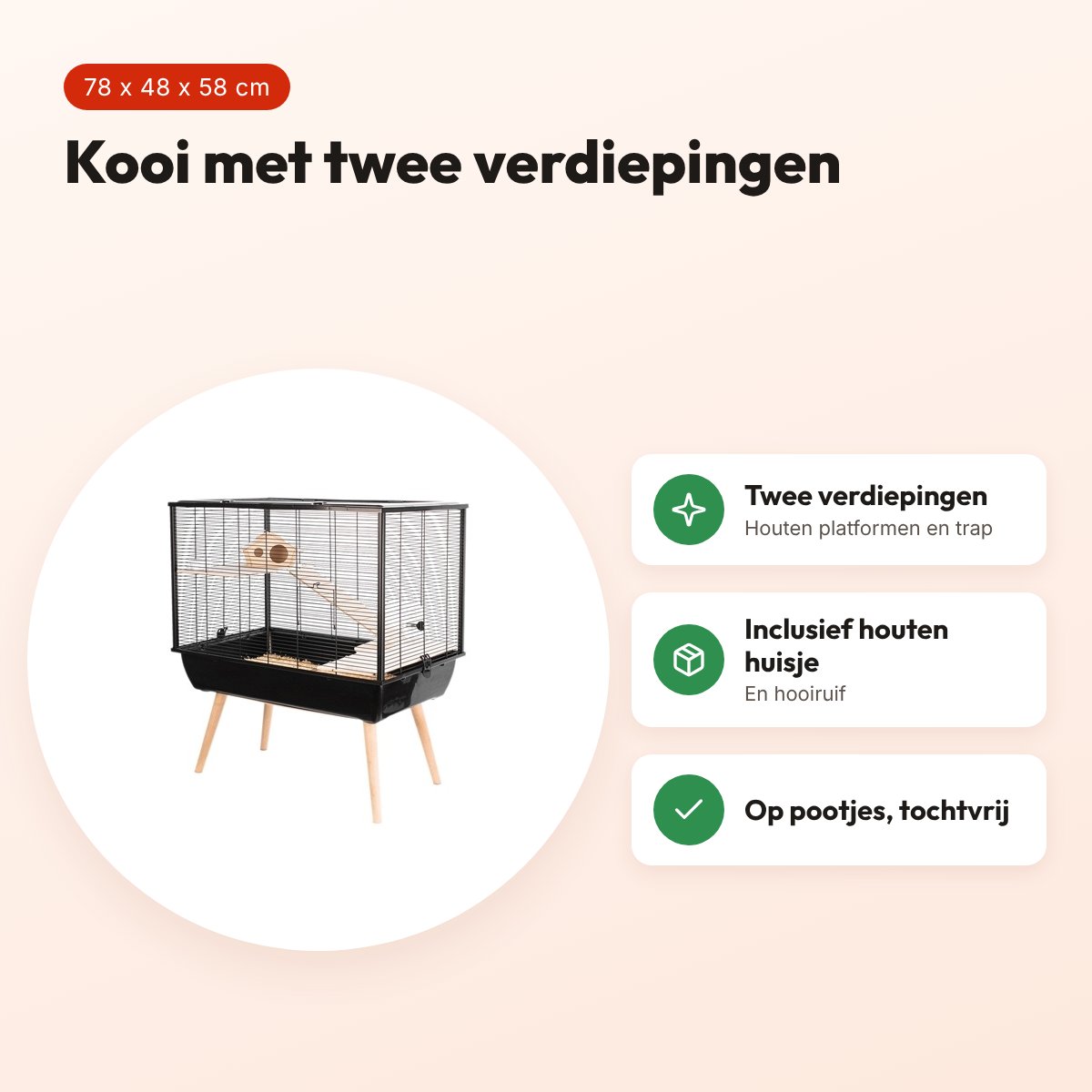 Zolux knaagdierkooi Neo Silta zwart 78 x 48 x 58 cm – 2 verdiepingen – voordelen