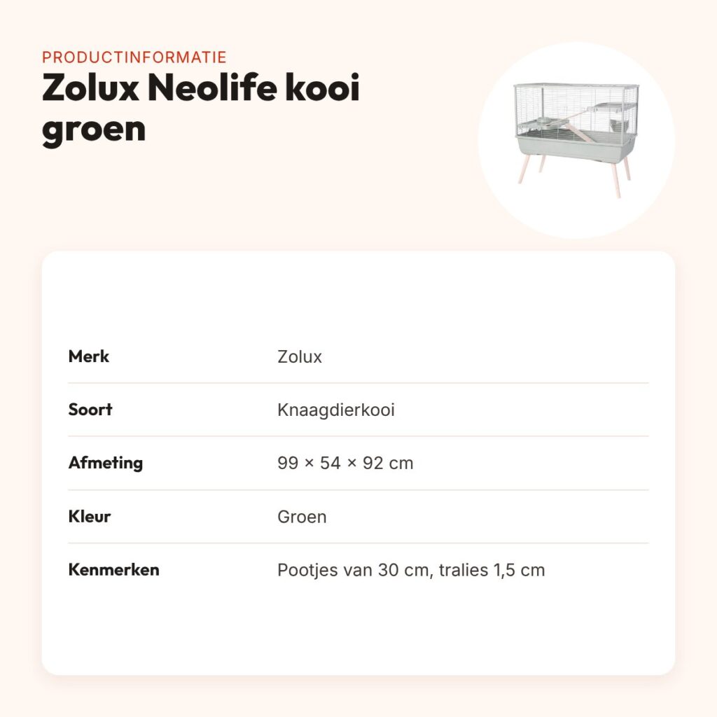 Zolux knaagdierkooi Neolife groen 99 x 54 x 92 cm – met inrichting – productinformatie