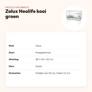 Zolux knaagdierkooi Neolife groen 99 x 54 x 92 cm – met inrichting – productinformatie