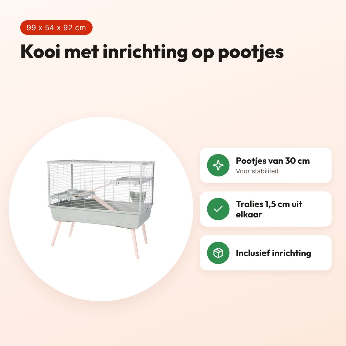 Zolux knaagdierkooi Neolife groen 99 x 54 x 92 cm – met inrichting – voordelen