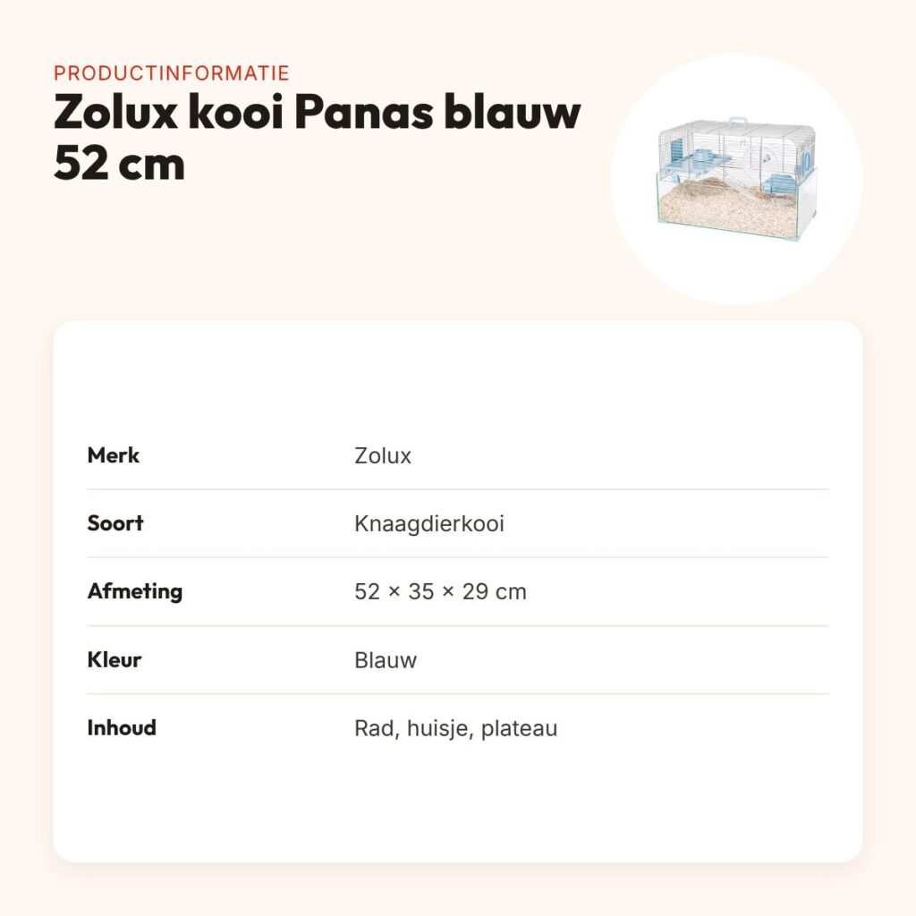 Zolux knaagdierkooi Panas blauw 52 x 35 x 29 cm – glazen onderkant – productinformatie