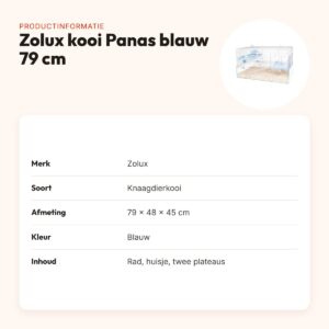 Zolux knaagdierkooi Panas blauw 79 x 48 x 45 cm – glazen onderkant – productinformatie