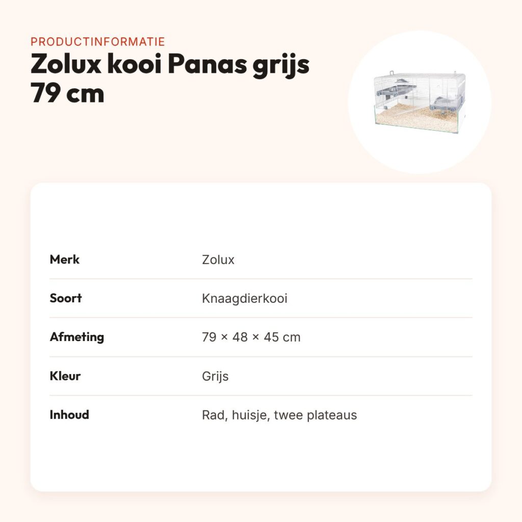 Zolux knaagdierkooi Panas grijs 79 x 48 x 45 cm – glazen onderkant – productinformatie