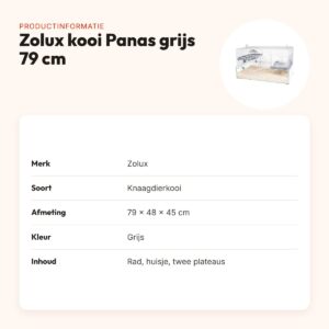 Zolux knaagdierkooi Panas grijs 79 x 48 x 45 cm – glazen onderkant – productinformatie
