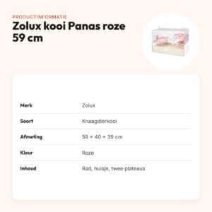 Zolux knaagdierkooi Panas roze 59 x 40 x 39 cm – glazen onderkant – productinformatie