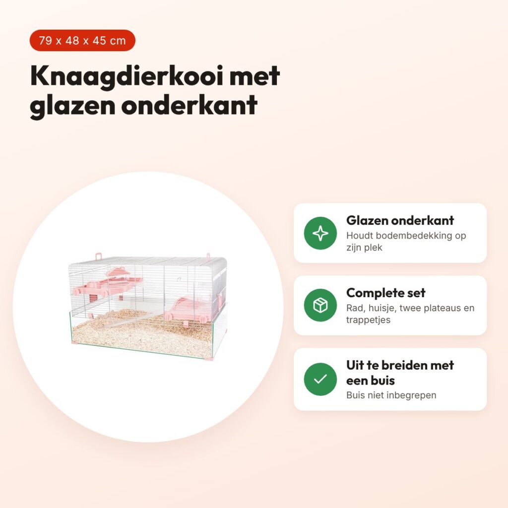 Zolux knaagdierkooi Panas roze 79 x 48 x 45 cm – met inrichting – voordelen