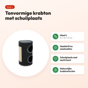 Zolux krabton Oliver donkergrijs L 37 x 37 x 61 cm – tonvormig – voordelen
