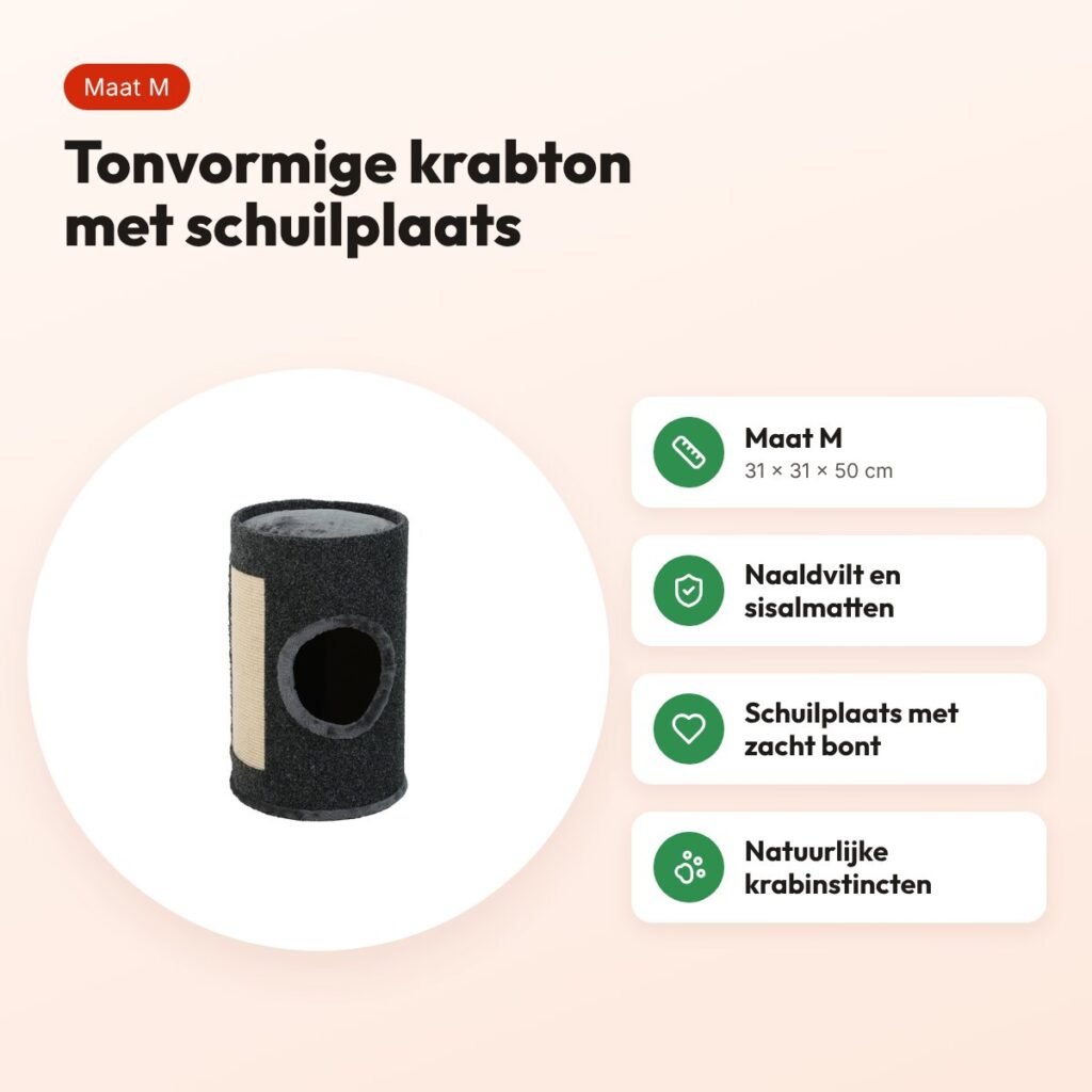 Zolux krabton Oliver donkergrijs M 31 x 31 x 50 cm – tonvormig – voordelen