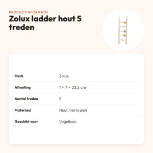 Zolux ladder hout 5 treden met kralen 1 x 7 x 23,5 cm – productinformatie