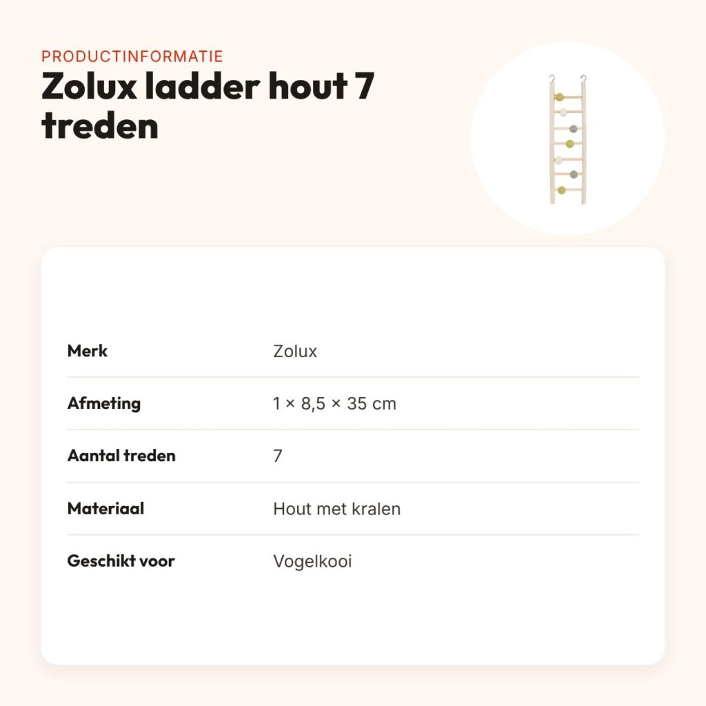 Zolux ladder hout 7 treden met kralen 1 x 8,5 x 35 cm – productinformatie