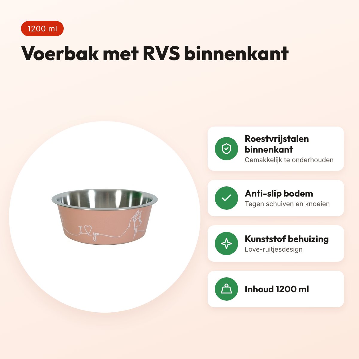 Zolux Love voerbak roze 1200 ml – RVS binnenkant, voor honden – voordelen