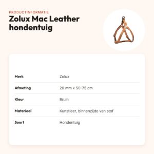 Zolux Mac Leather hondentuig bruin 20 mm x 50-75 cm – kunstleer – productinformatie