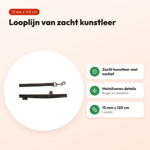 Zolux Mac Leather looplijn zwart 15 mm x 120 cm – kunstleer – voordelen