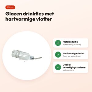 Zolux Neolife drinkfles cavia glas 180 ml – met hartvormige vlotter – voordelen
