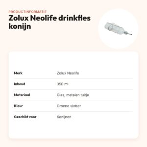 Zolux Neolife drinkfles konijn glas 350 ml – met hartvormige vlotter – productinformatie