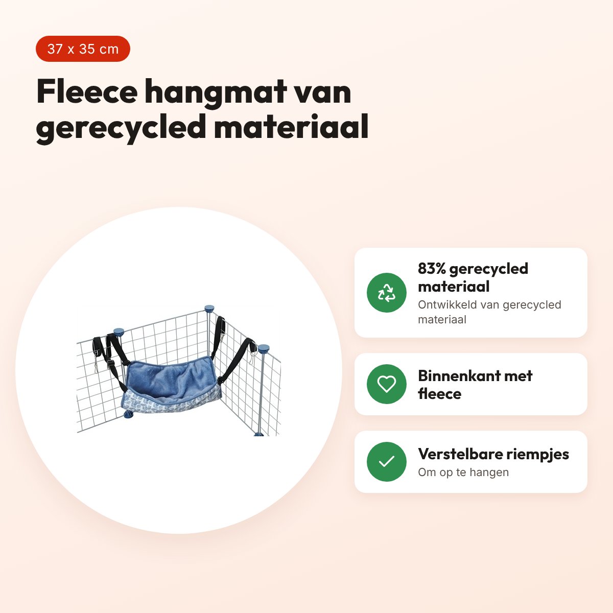 Zolux Neolife hangmat voor cavia's blauw 37 x 35 cm – fleece gevoerd – voordelen