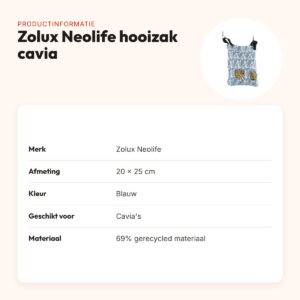 Zolux Neolife hooizak cavia blauw 20 x 25 cm – productinformatie