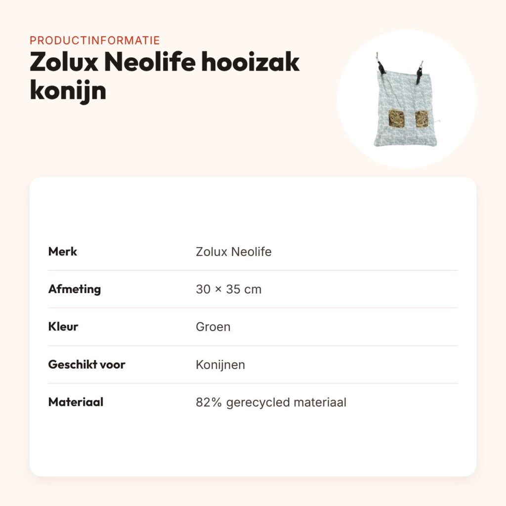 Zolux Neolife hooizak konijn groen 30 x 35 cm – productinformatie