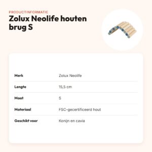 Zolux Neolife houten brug S 15,5 cm – buigbaar, voor konijn en cavia – productinformatie