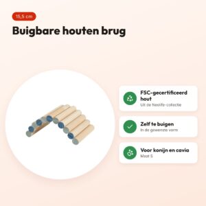 Zolux Neolife houten brug S 15,5 cm – buigbaar, voor konijn en cavia – voordelen