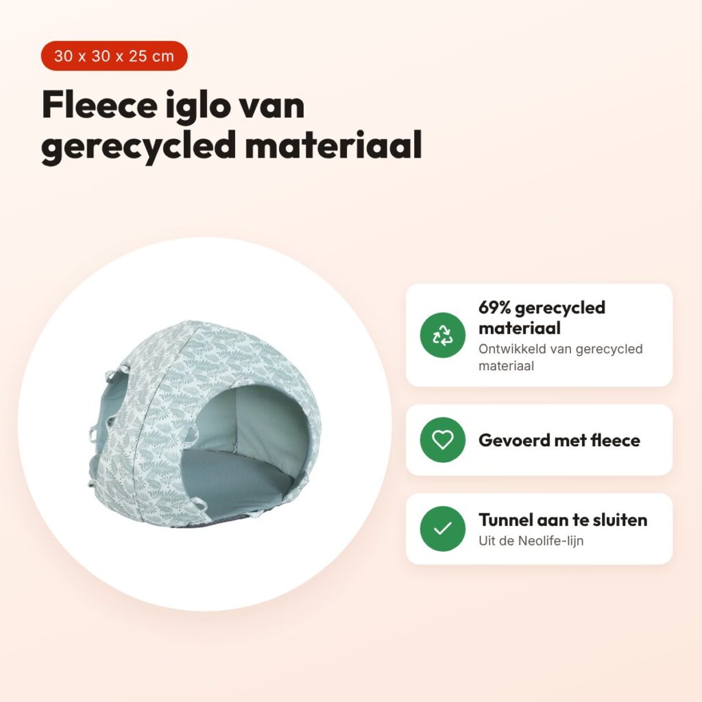 Zolux Neolife iglo voor konijnen groen 30 x 30 x 25 cm – fleece gevoerd – voordelen