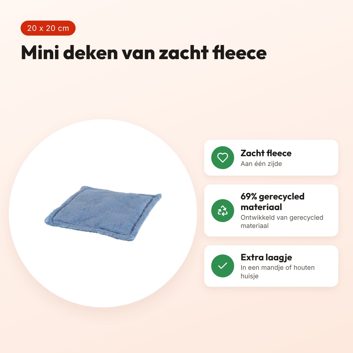 Zolux Neolife mini deken voor cavia's blauw 20 x 20 cm – fleece – voordelen