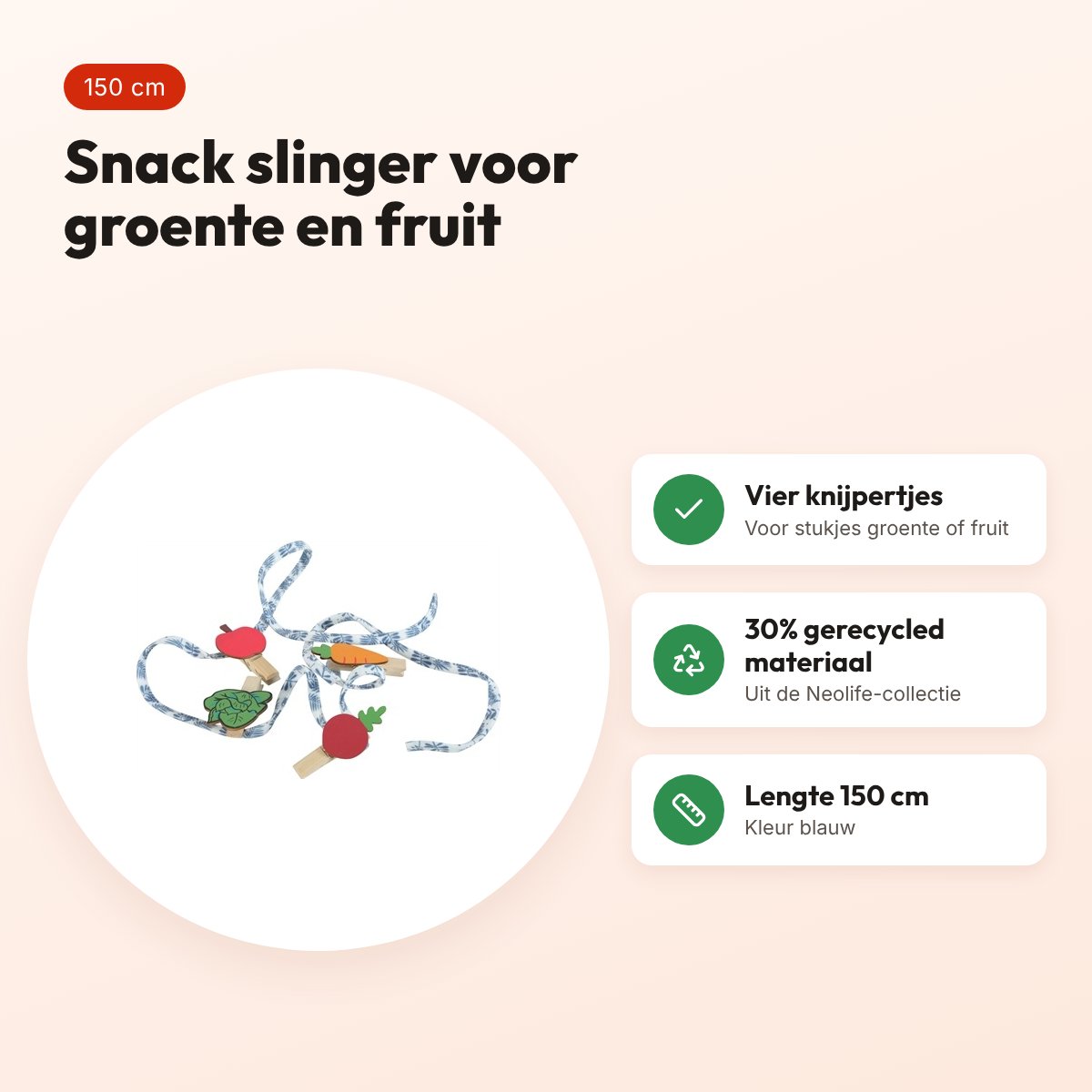 Zolux Neolife snack slinger cavia blauw 150 cm – voor groente en fruit – voordelen