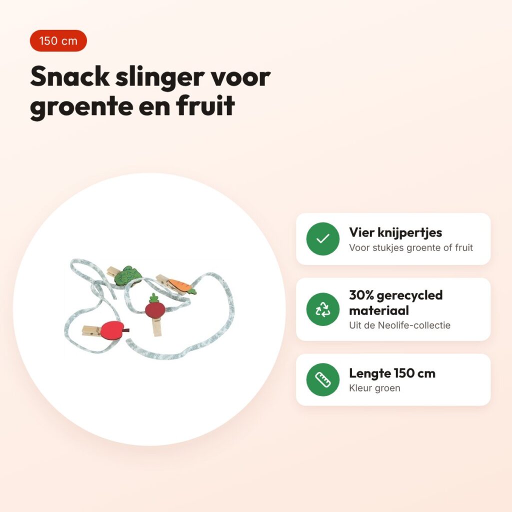Zolux Neolife snack slinger konijn groen 150 cm – voor groente en fruit – voordelen