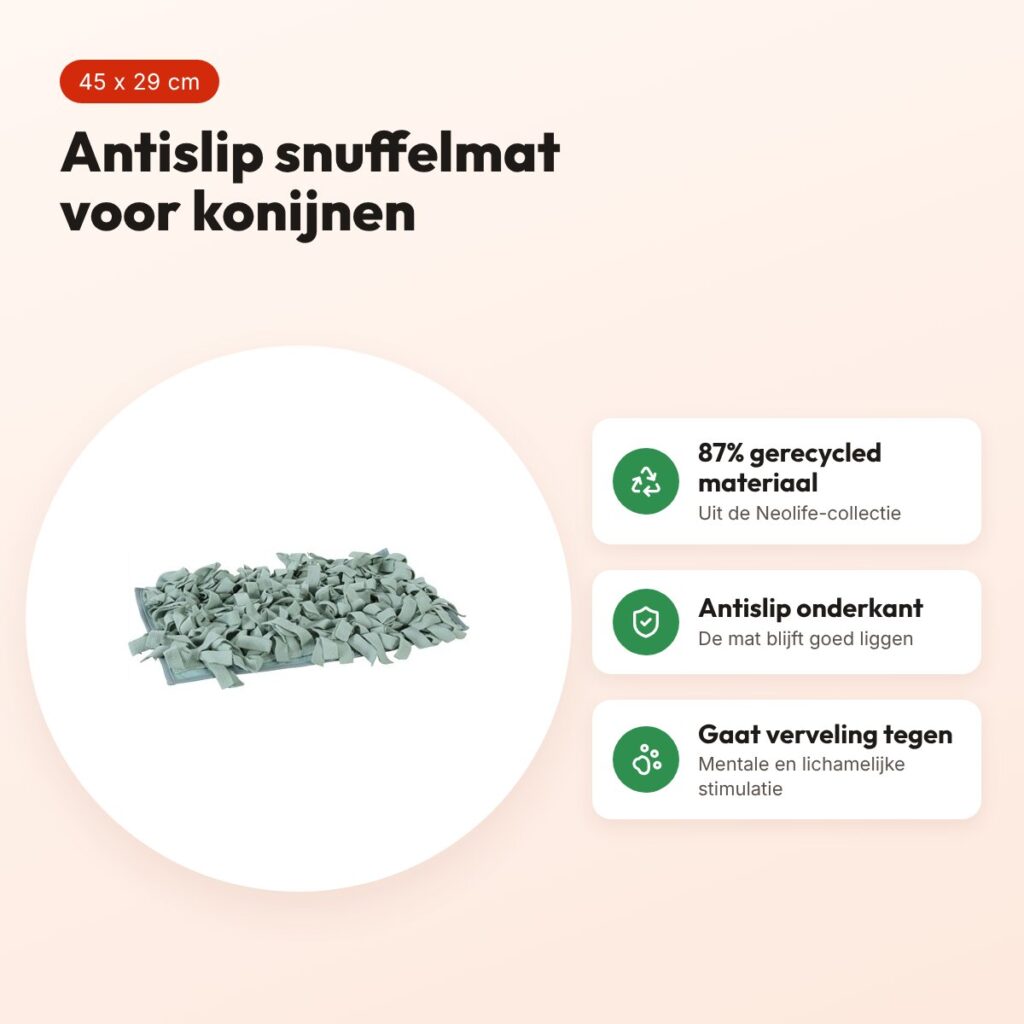 Zolux Neolife snuffelmat konijn groen 45 x 29 cm – antislip – voordelen
