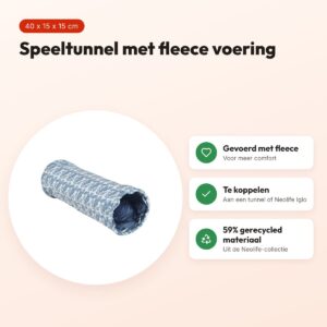 Zolux Neolife speeltunnel cavia blauw 40 x 15 x 15 cm – gevoerd met fleece – voordelen