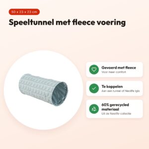 Zolux Neolife speeltunnel konijn groen 50 x 23 x 23 cm – gevoerd met fleece – voordelen