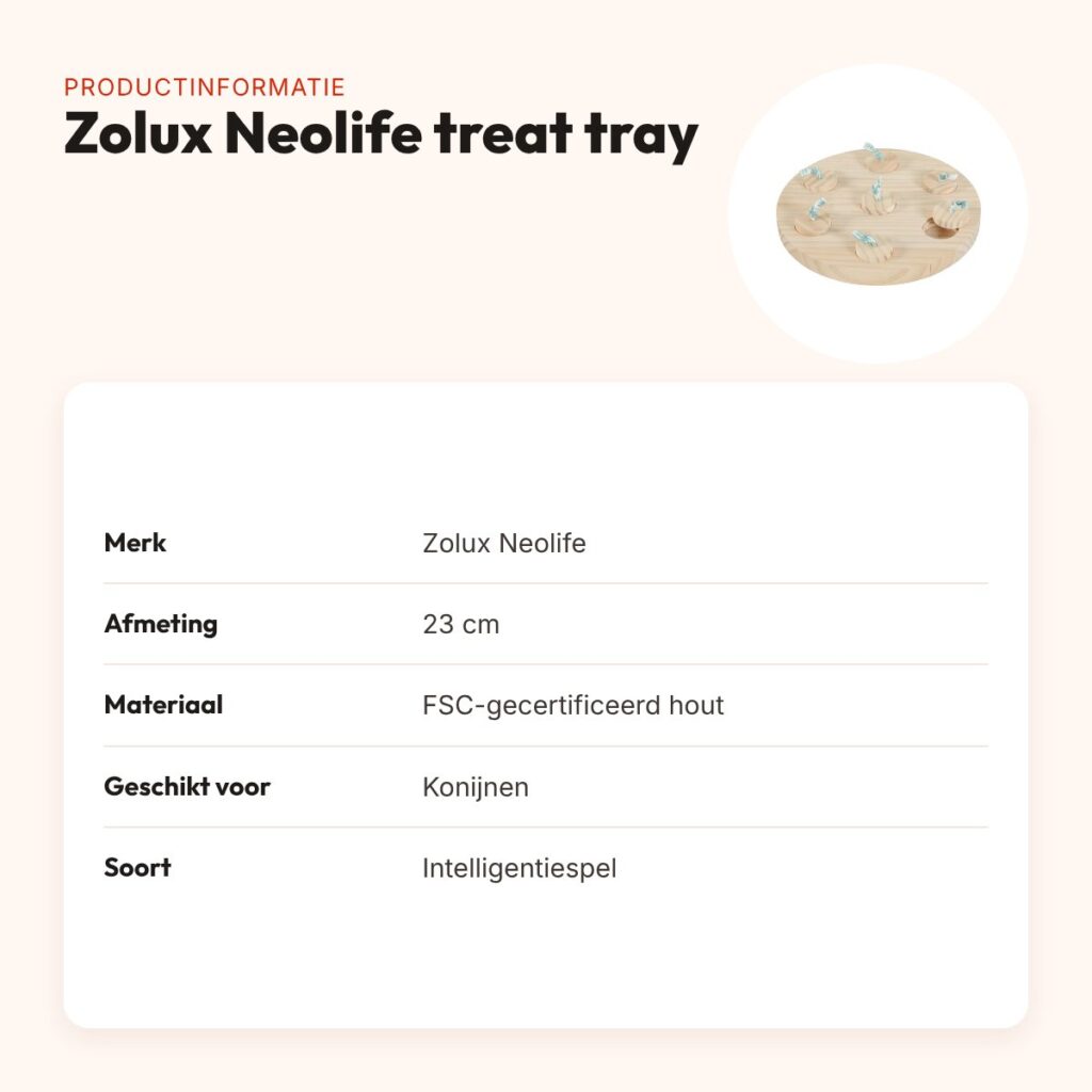 Zolux Neolife treat tray konijn hout 23 cm – intelligentiespel – productinformatie