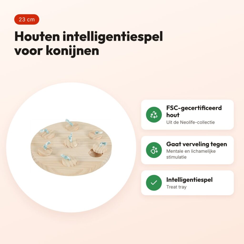 Zolux Neolife treat tray konijn hout 23 cm – intelligentiespel – voordelen