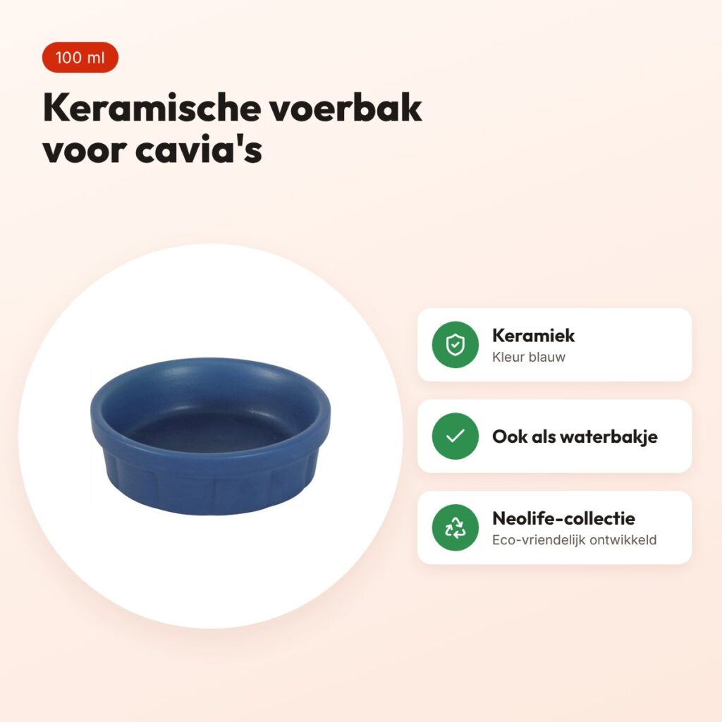 Zolux Neolife voerbak cavia keramiek blauw 100 ml – voordelen