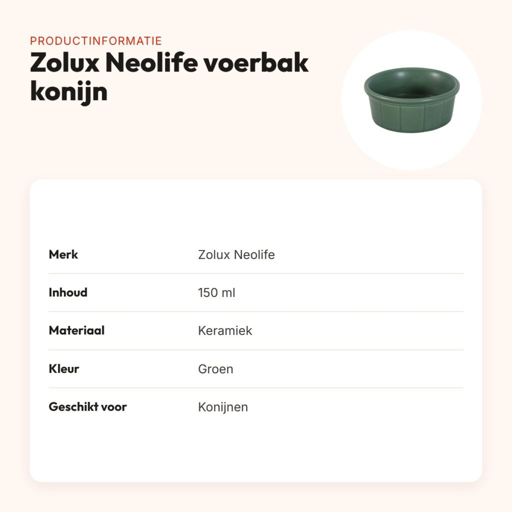 Zolux Neolife voerbak konijn keramiek groen 150 ml – productinformatie