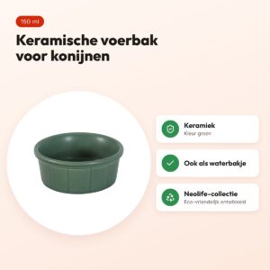 Zolux Neolife voerbak konijn keramiek groen 150 ml – voordelen