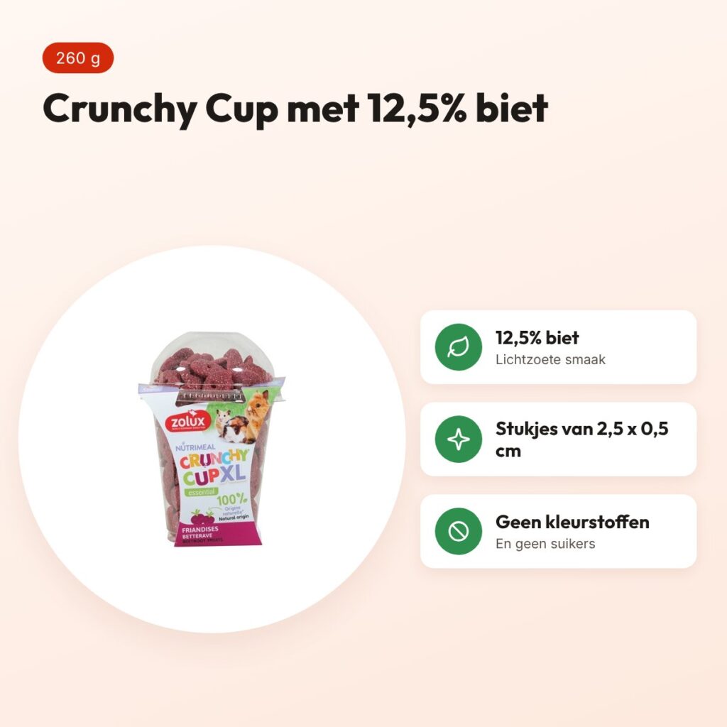 Zolux NMeal Crunchy Cup XL biet 260 g – snack voor knaagdieren – voordelen