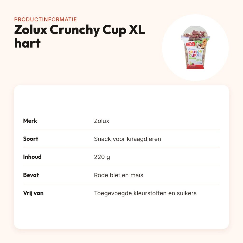 Zolux NMeal Crunchy Cup XL hart 220 g – snack voor knaagdieren – productinformatie