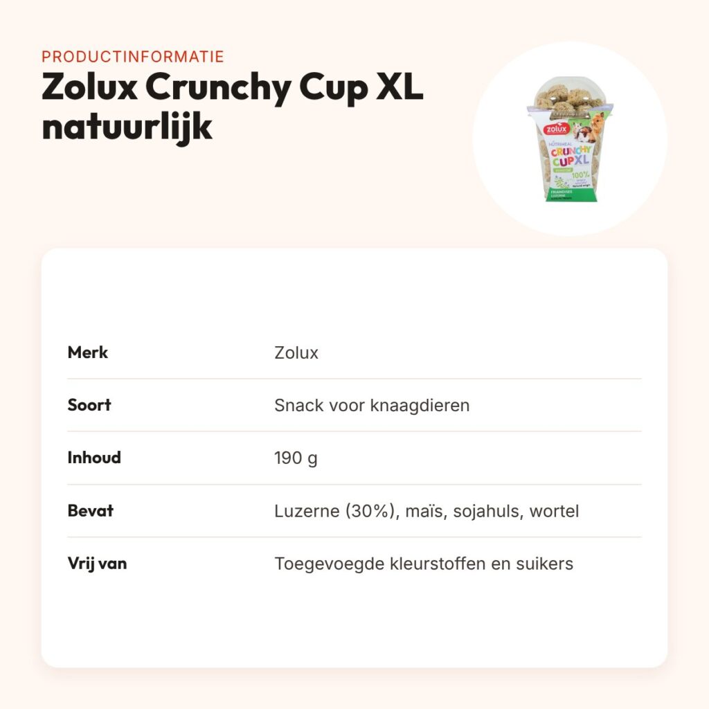 Zolux NMeal Crunchy Cup XL natuurlijk 190 g – snack voor knaagdieren – productinformatie