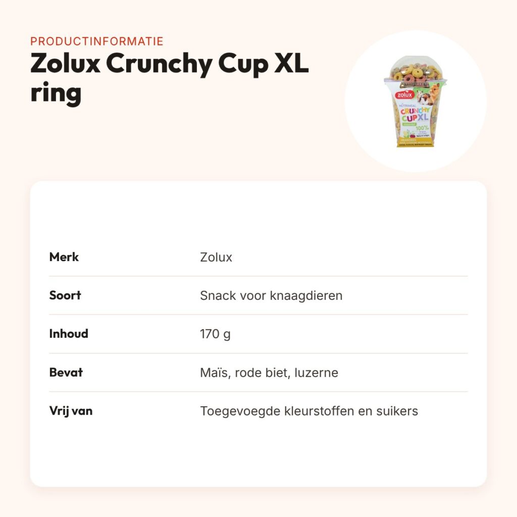 Zolux NMeal Crunchy Cup XL ring 170 g – snack voor knaagdieren – productinformatie