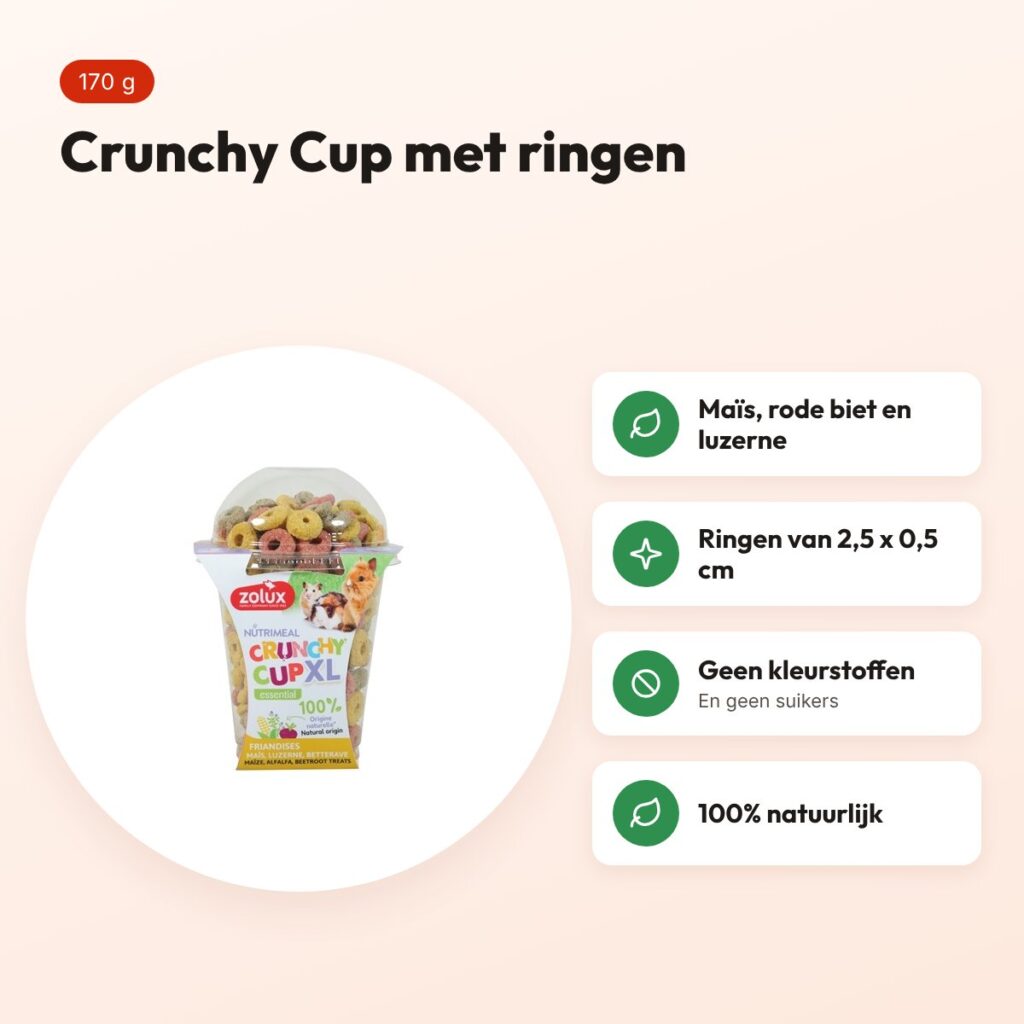 Zolux NMeal Crunchy Cup XL ring 170 g – snack voor knaagdieren – voordelen