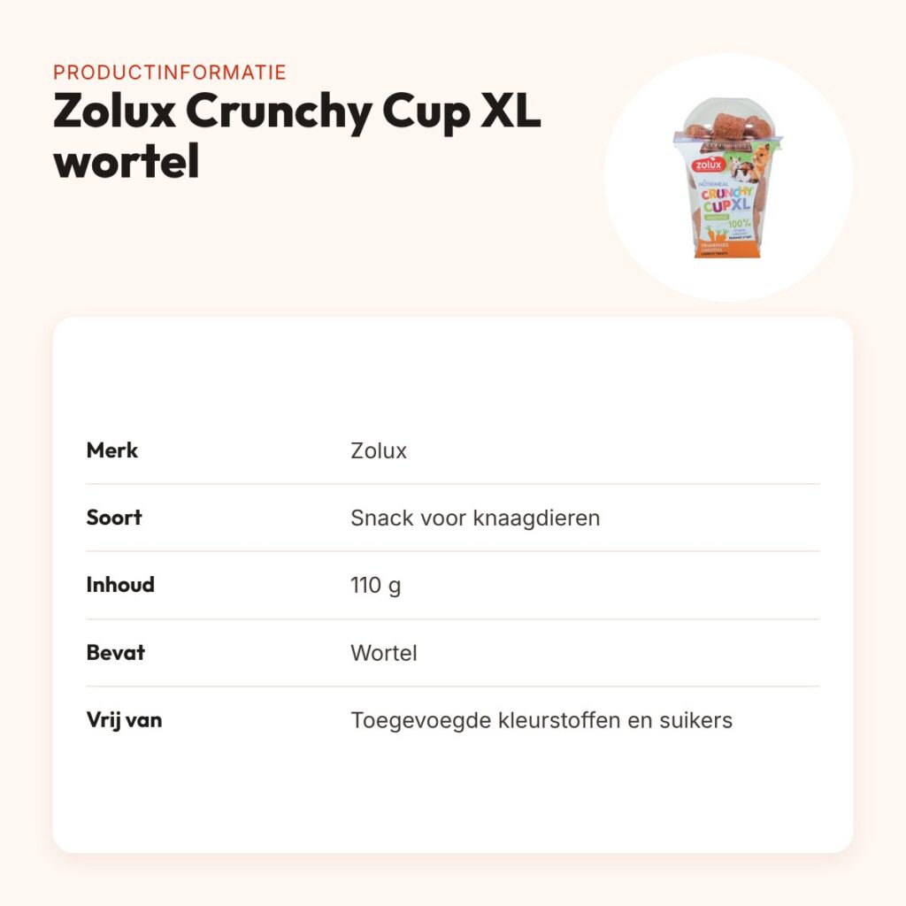 Zolux NMeal Crunchy Cup XL wortel 110 g – snack voor knaagdieren – productinformatie