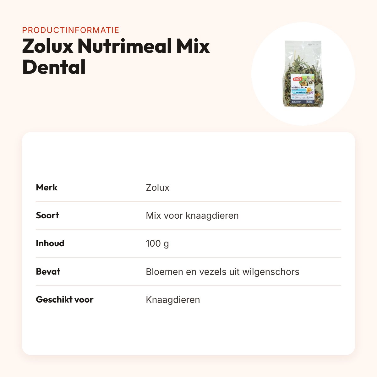Zolux Nutrimeal Mix Dental 100 g – knaagdieren – productinformatie
