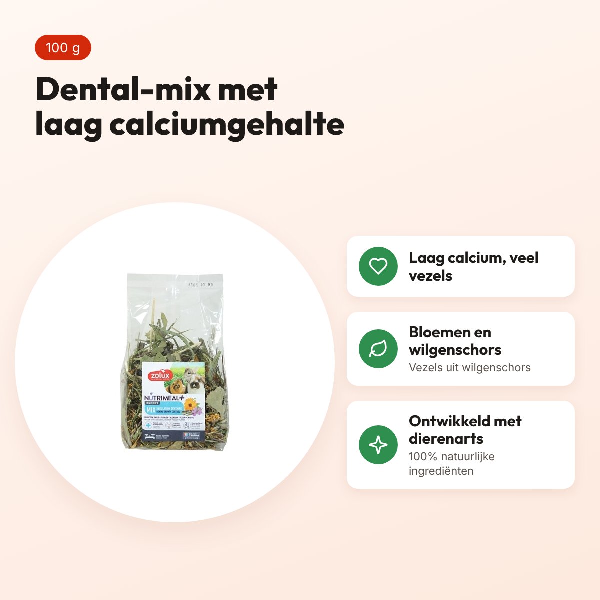 Zolux Nutrimeal Mix Dental 100 g – knaagdieren – voordelen