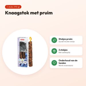 Zolux Nutrimeal Stick cavia pruim 2 stuks (110 g) – knaagsnack – voordelen
